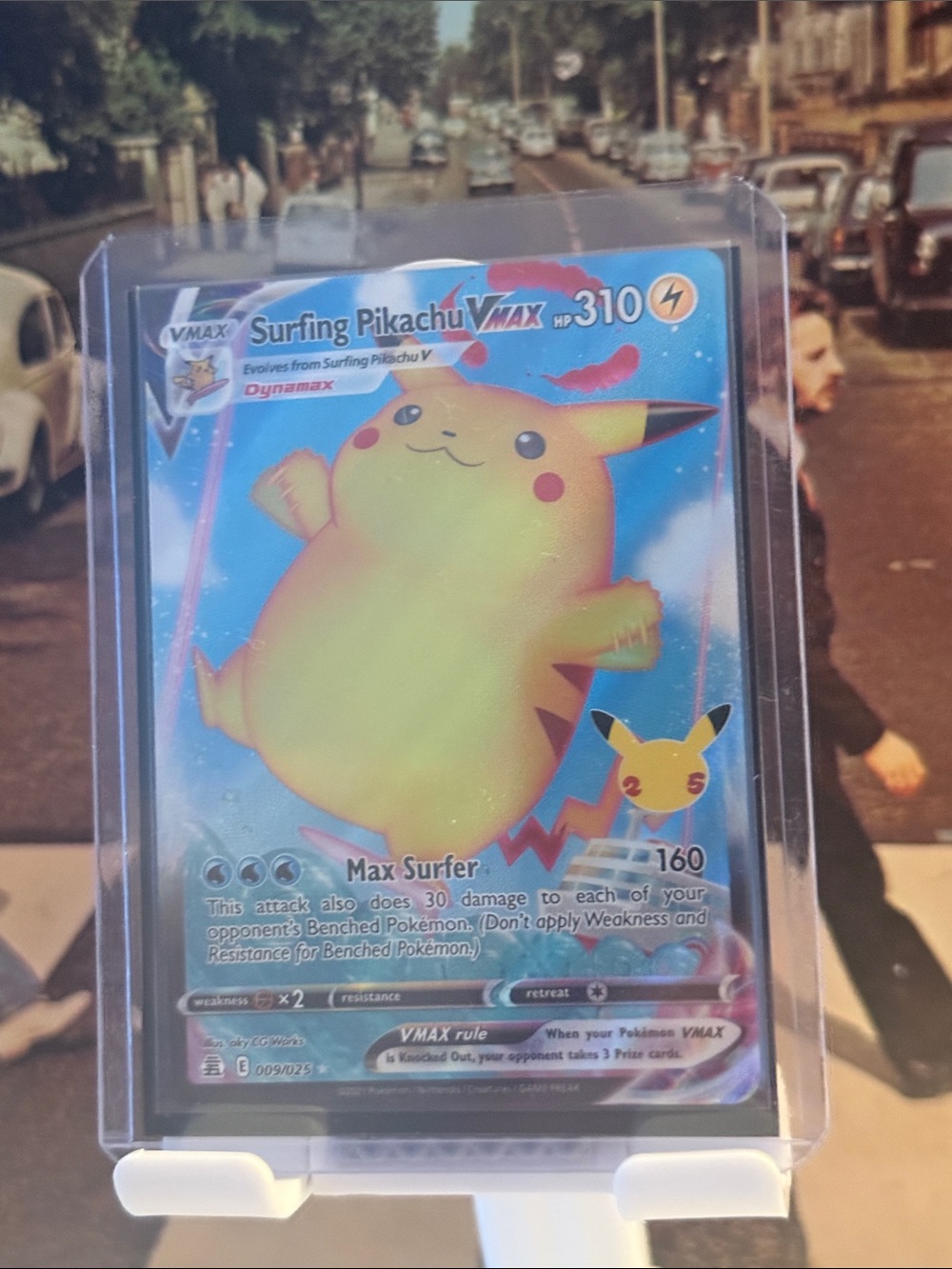 [RAW-NM] Pokemon Surfing Pikachu VMAX Holographic Card